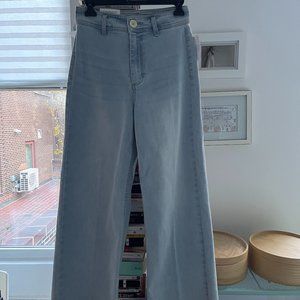 Pale High-Waist, Wide-Legged Jeans